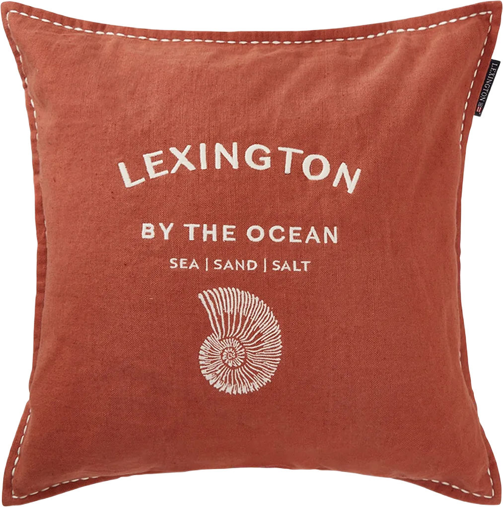 Logo Embroidered Linen/Cotton Pillow Cover