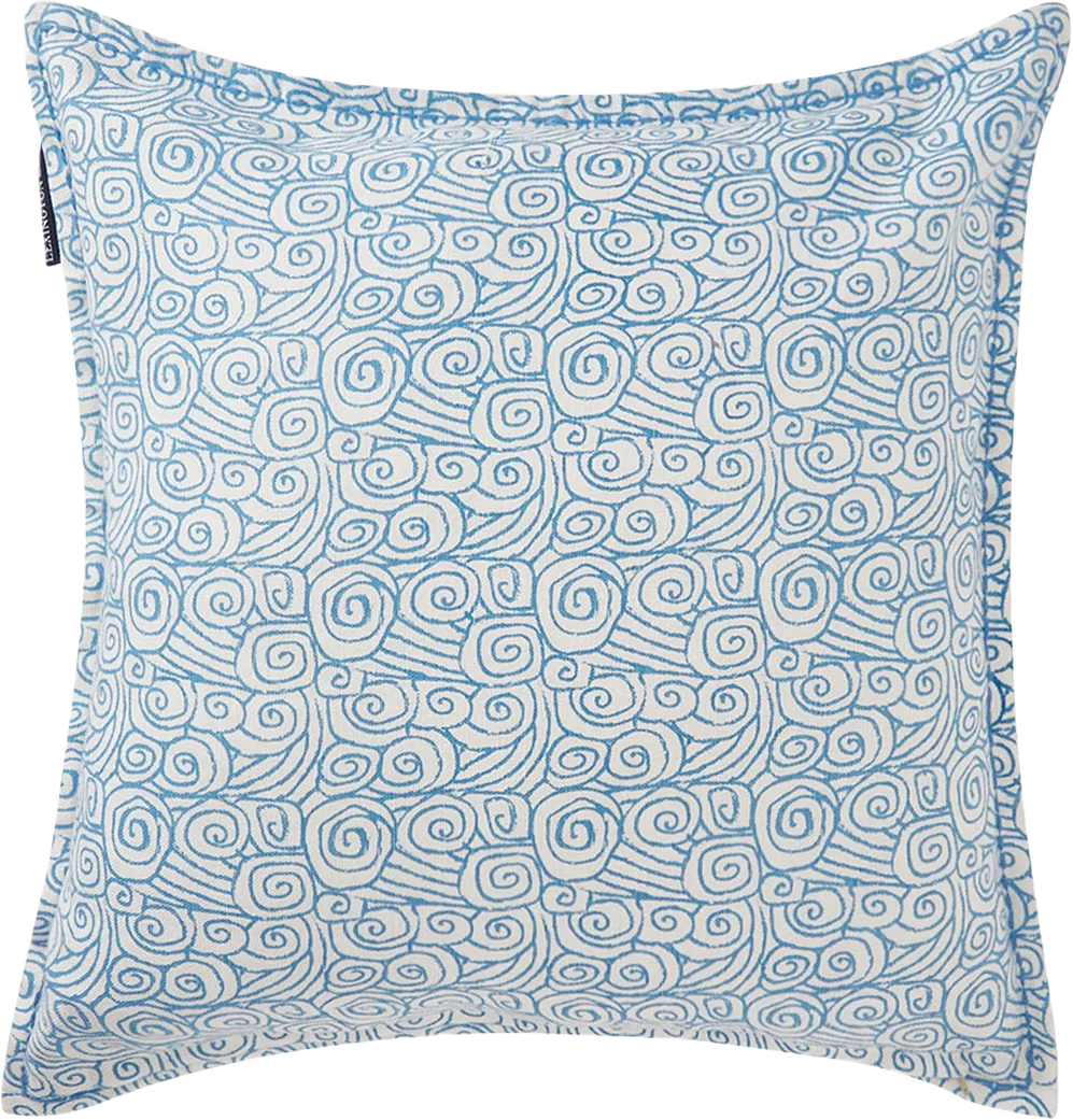 Waves Printed Linen/Cotton Pillow Cover