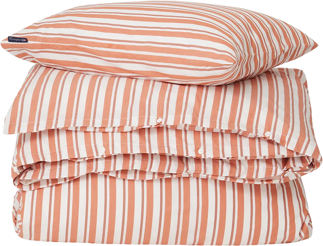 White/Terra Striped Cotton Poplin Bed Set