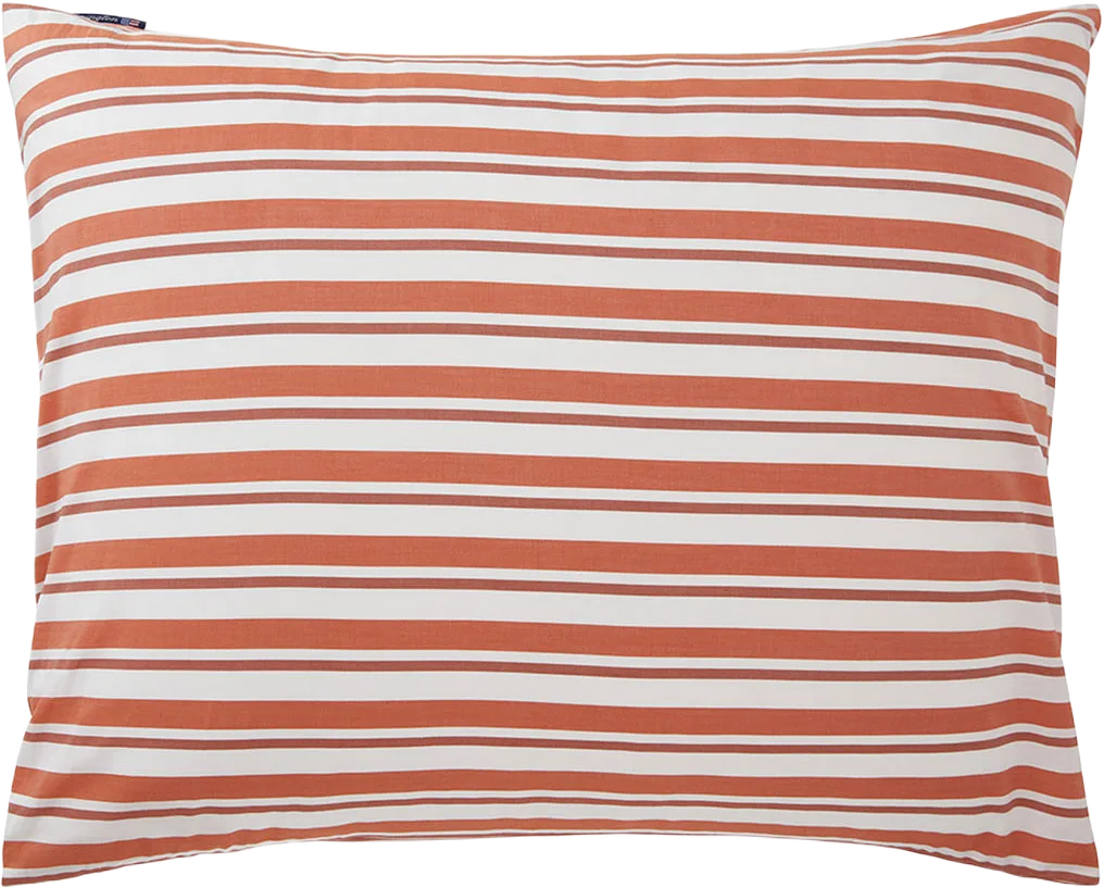 White/Terra Striped Cotton Poplin Pillowcase