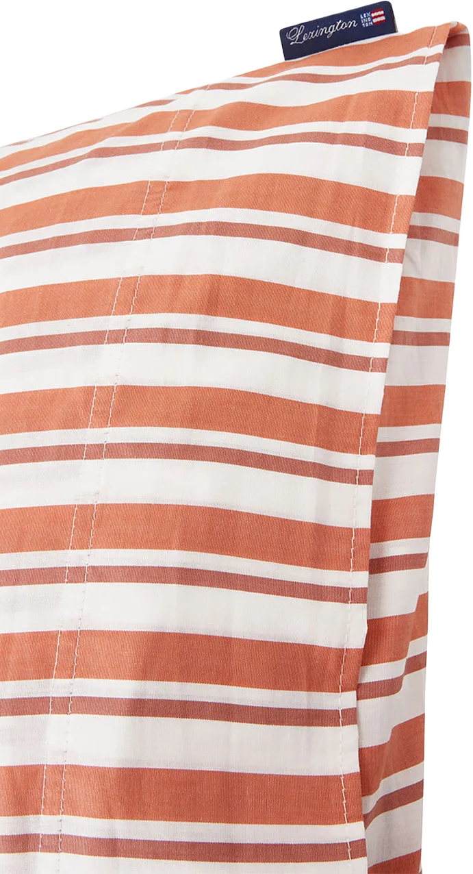 White/Terra Striped Cotton Poplin Pillowcase