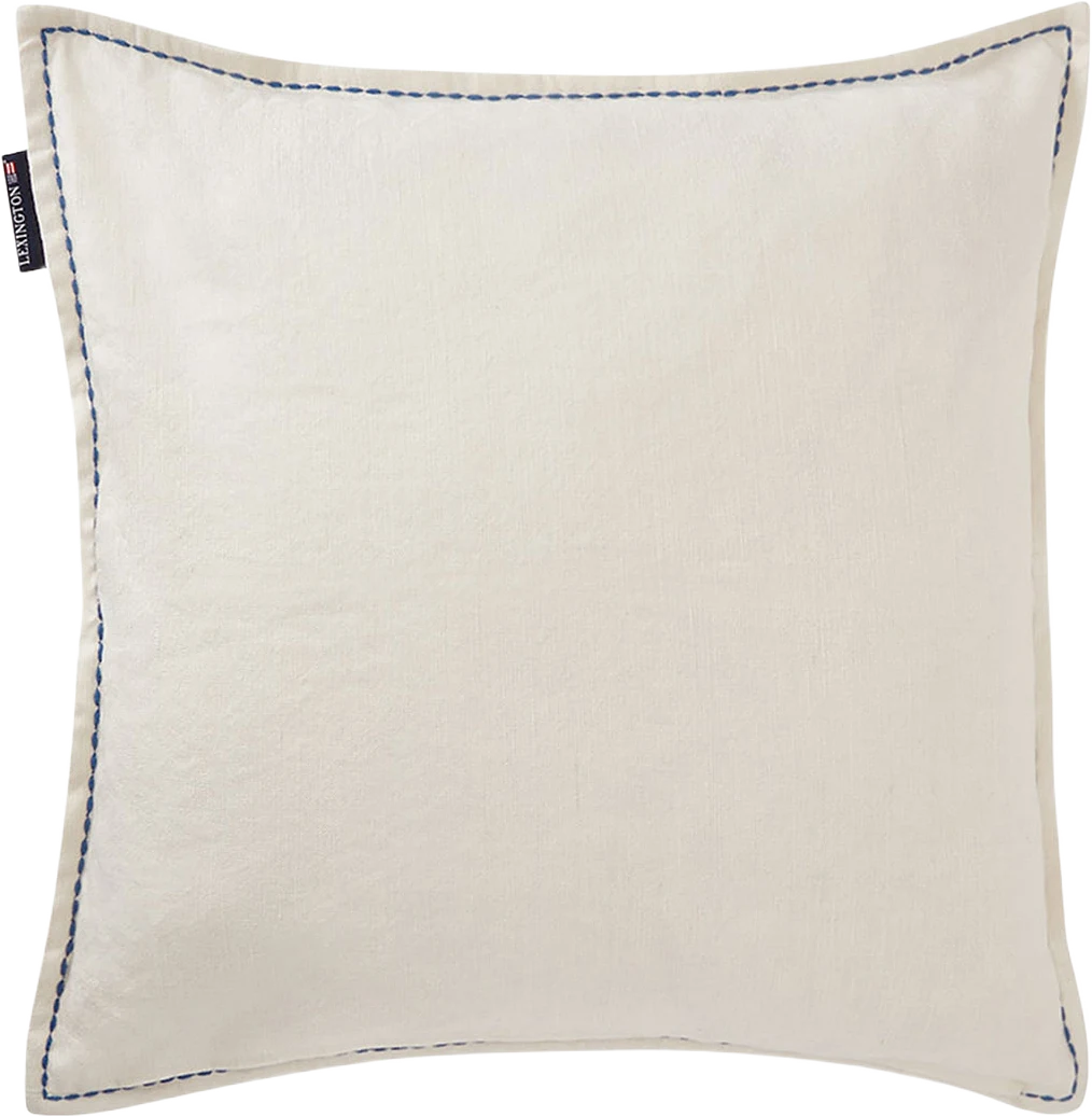 Logo Embroidered Linen/Cotton Pillow Cover