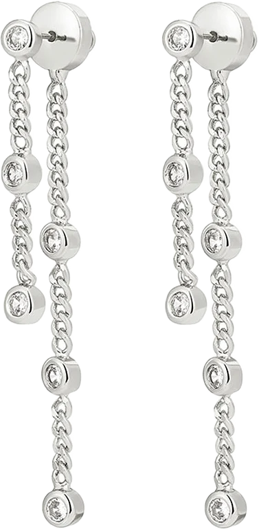 The Estelle Double Chain Studs - Silver