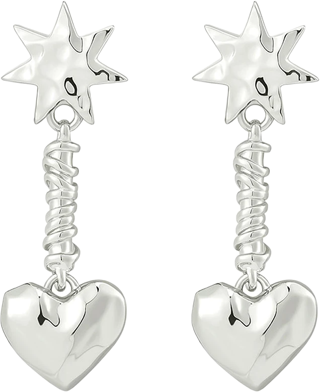 The Molten Heart Drop Studs - Silver