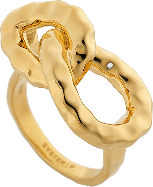 Bolded Hammered Links Ring Gold