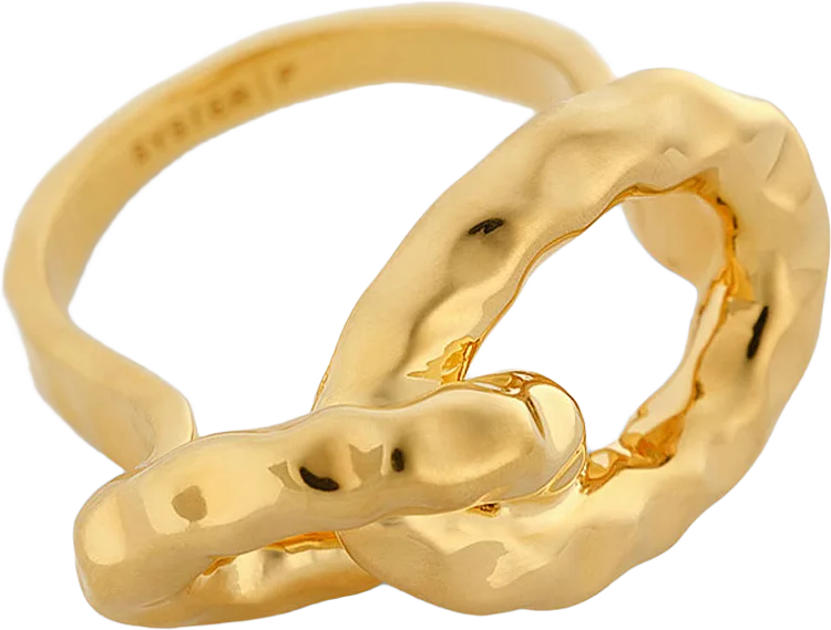 Bolded Hammered Links Ring Gold