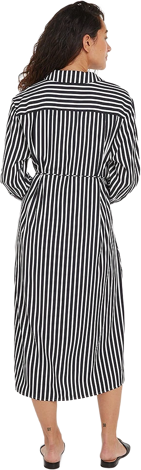 FLUID STRIPE LONG-SLEEVED MIDI SHIRT DRESS