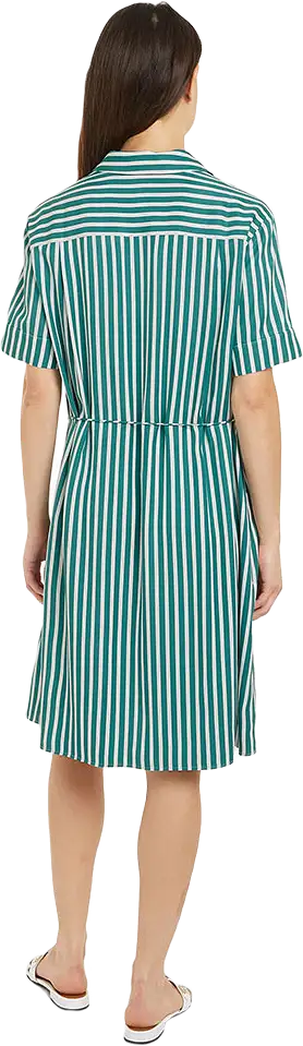 FLUID STRIPE SHORT-SLEEVED KNEE SHIRT DRESS