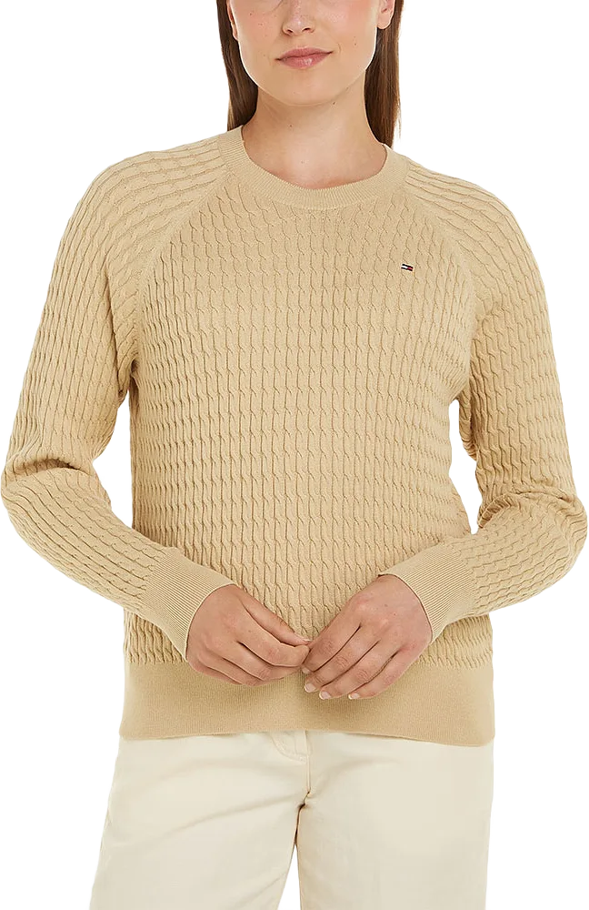 COTTON CABLE CREW NECK SWEATER