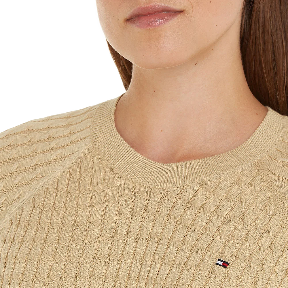 COTTON CABLE CREW NECK SWEATER