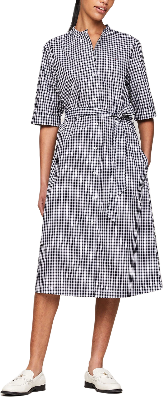 Gingham Short Midi Shirt Dress