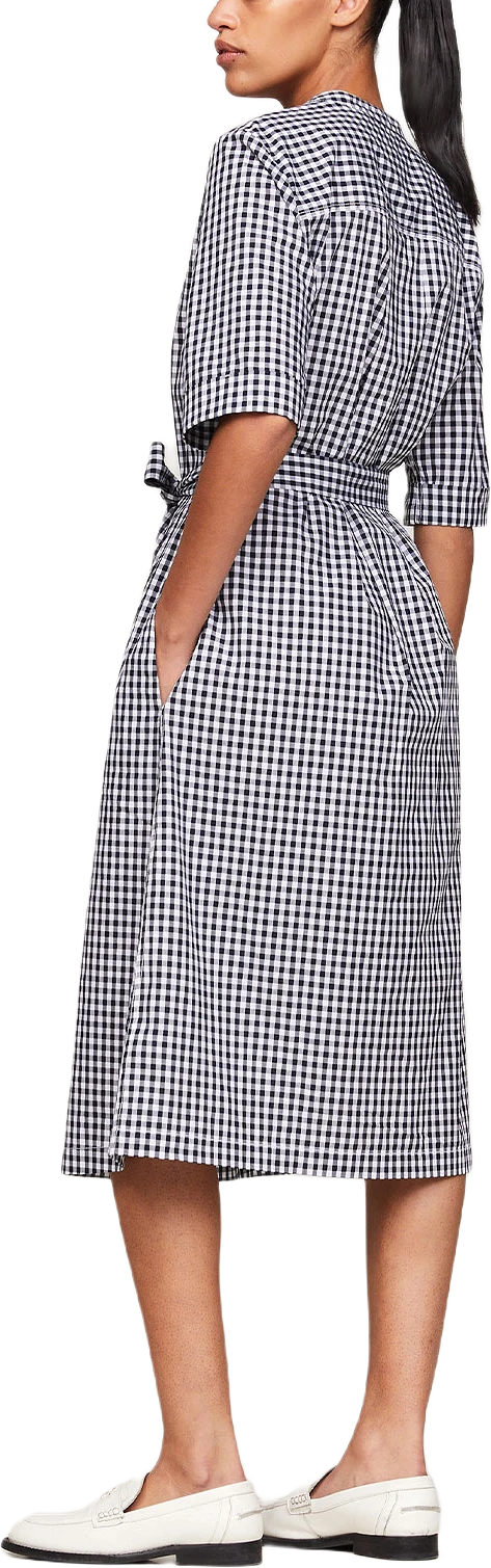 Gingham Short Midi Shirt Dress