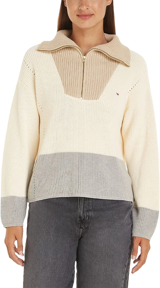 COTTON CARDIGAN STITCH 1/2 ZIP SWEATER