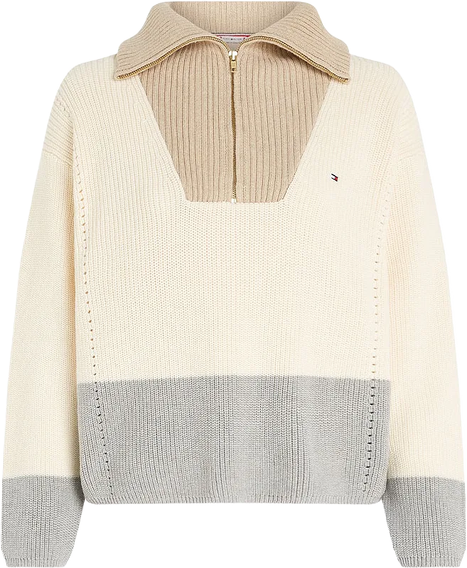 COTTON CARDIGAN STITCH 1/2 ZIP SWEATER