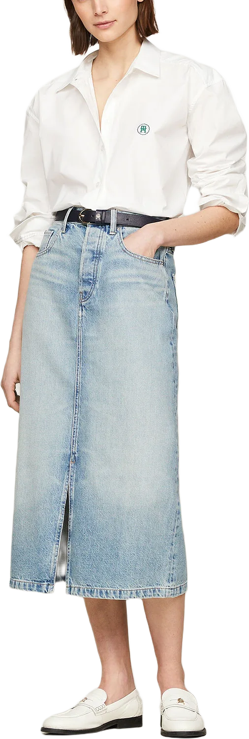 Denim Midi Straight Skirt