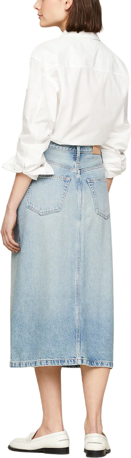 Denim Midi Straight Skirt