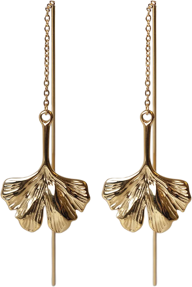 GINKO EARRINGS CHAIN GOLD