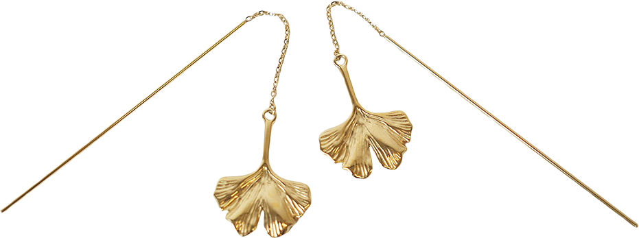 GINKO EARRINGS CHAIN GOLD