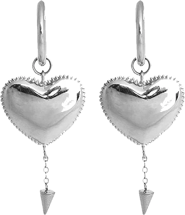 DEVIL HEART EARRINGS SILVER