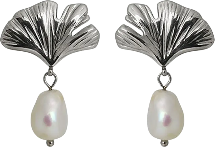 GINKO PEARL EARRINGS SILVER