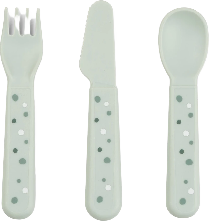 Foodie cutlery set Happy dots Green