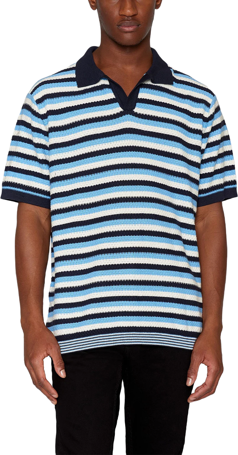 Regular short sleeve striped knitted polo