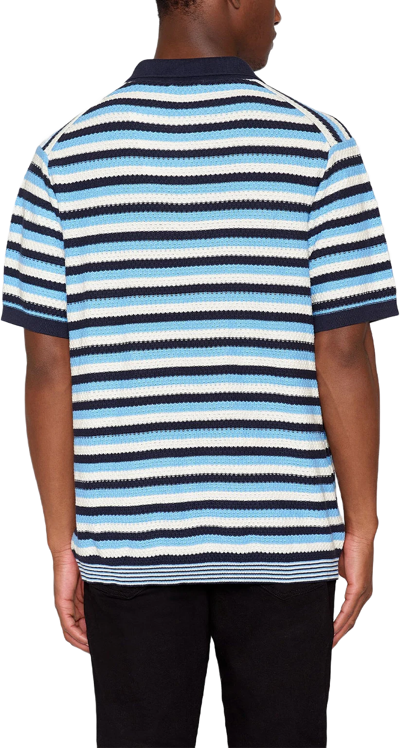 Regular short sleeve striped knitted polo