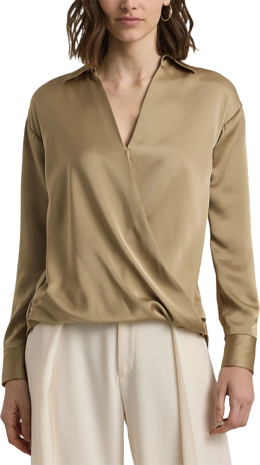 Satin Charmeuse Surplice Blouse