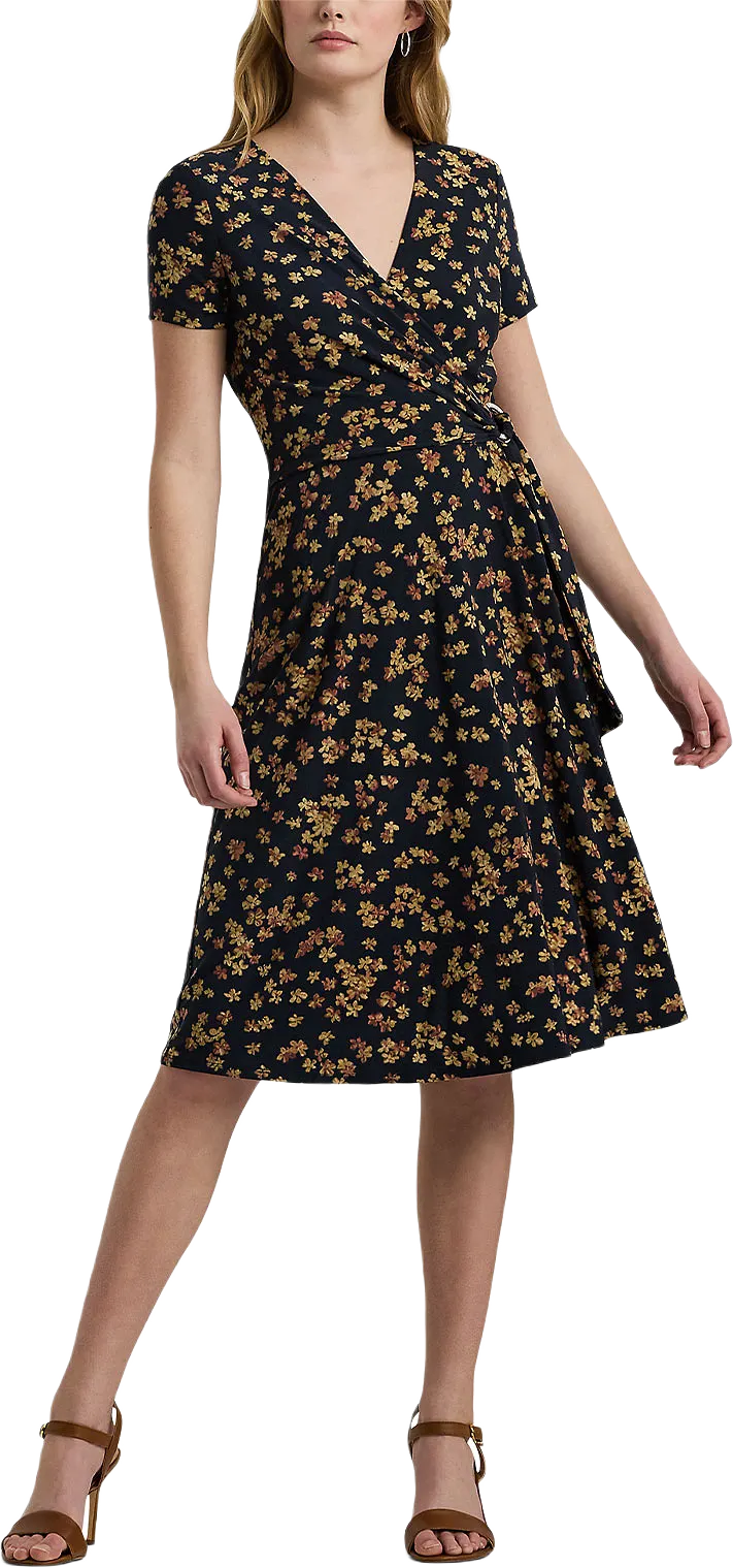 Floral Stretch Jersey Surplice Dress