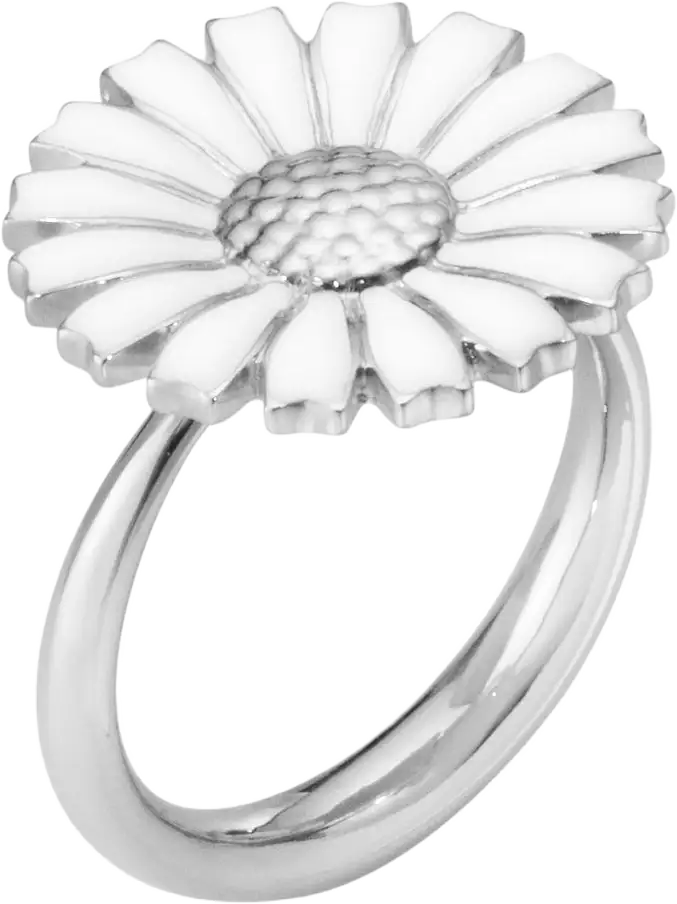 DAISY RING RH SILVER, VIT EMALJ STL 52