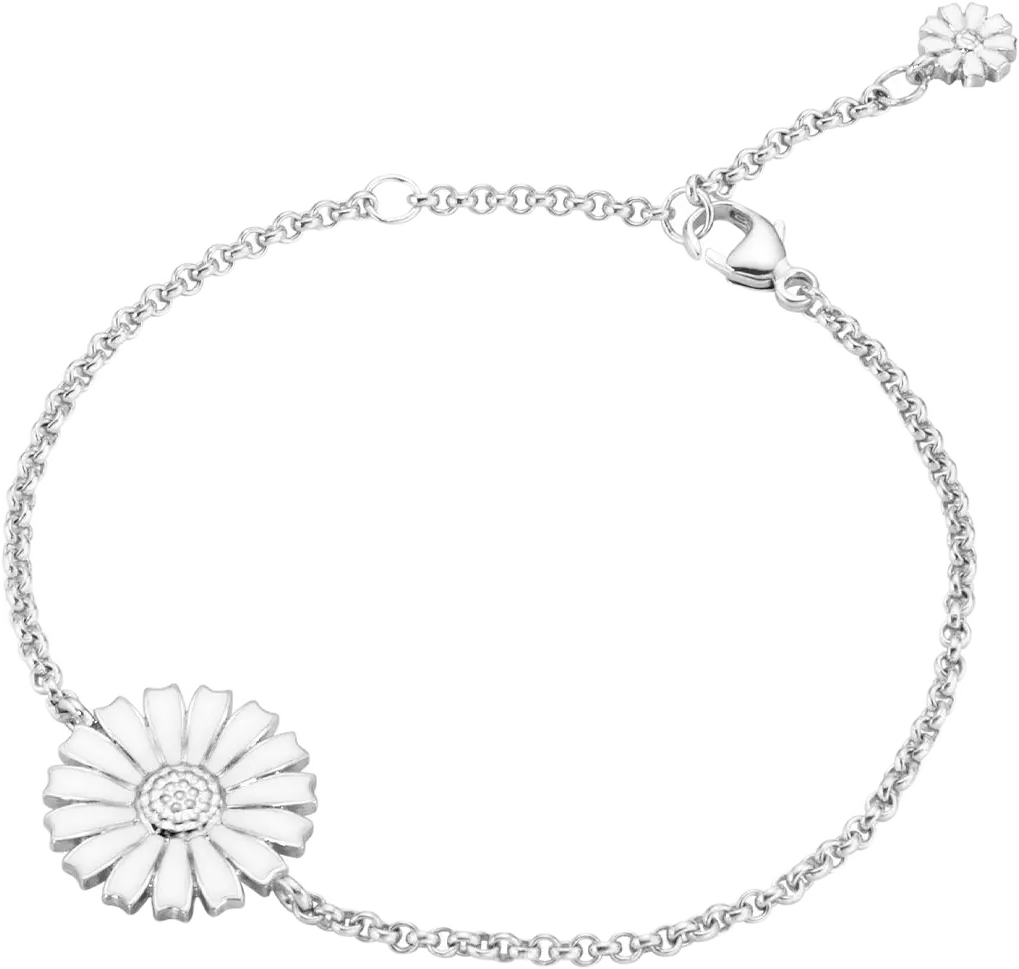 DAISY ARMBAND 18.5CM RH SILVER MED VIT EMALJ KAN KORTAS GENOM ATT ANV ÖGLORNA