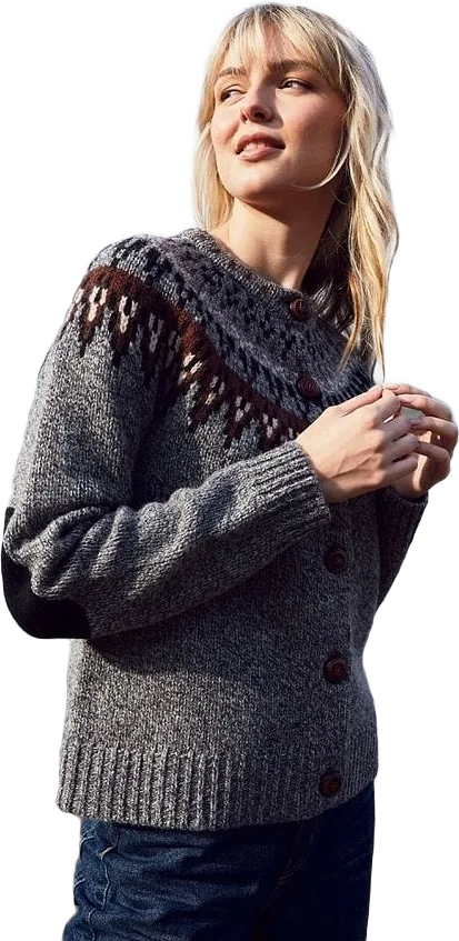 Stickad Retro Cardigan  - Joelle Darkgrey