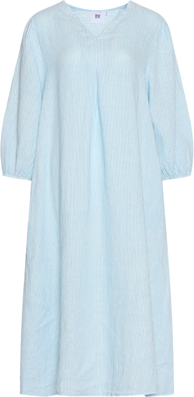 Ella, Dress Striped, Linen - Light Blue Stripe