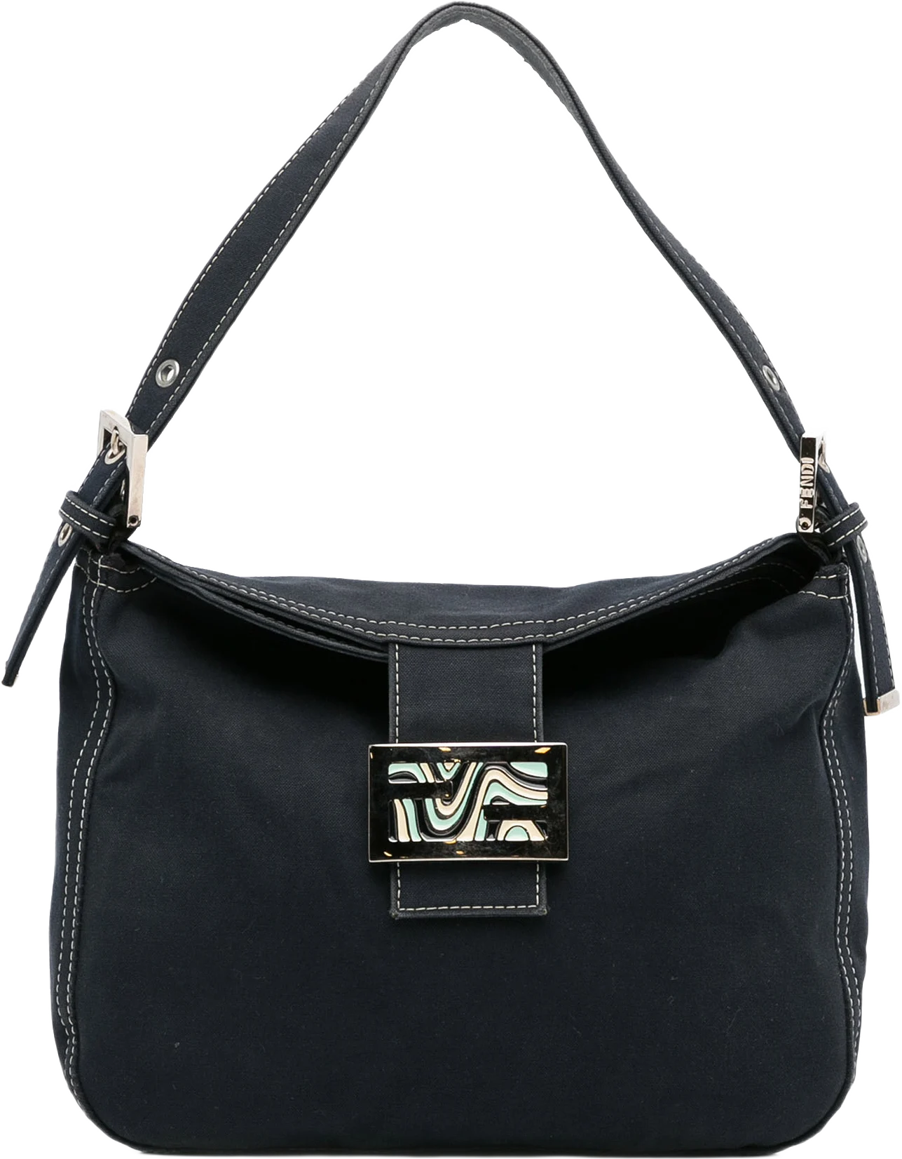 Fendi Canvas Ff Marble Double Flap Shoulder Bag