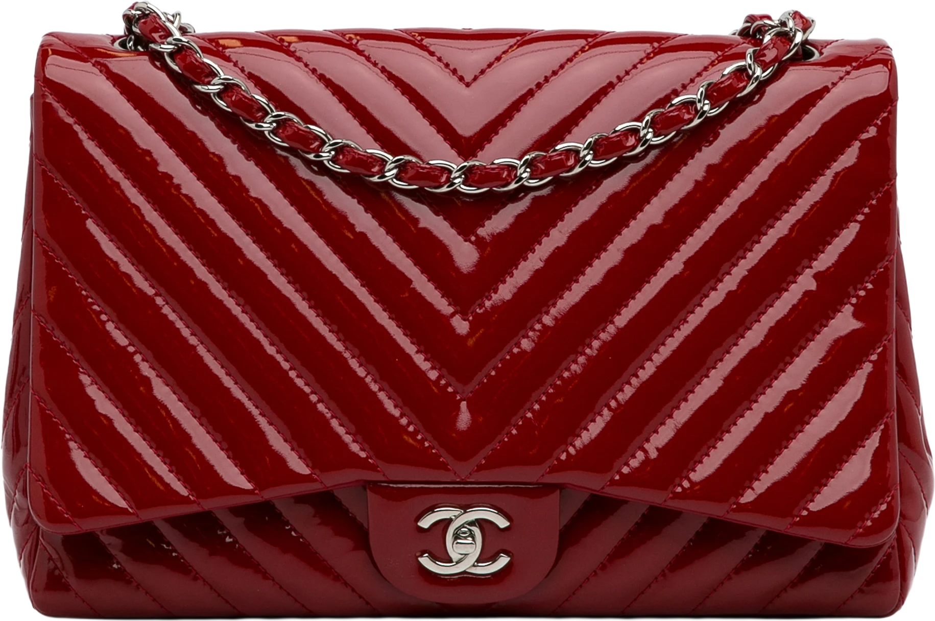 Chanel Jumbo Chevron Patent Single Flap