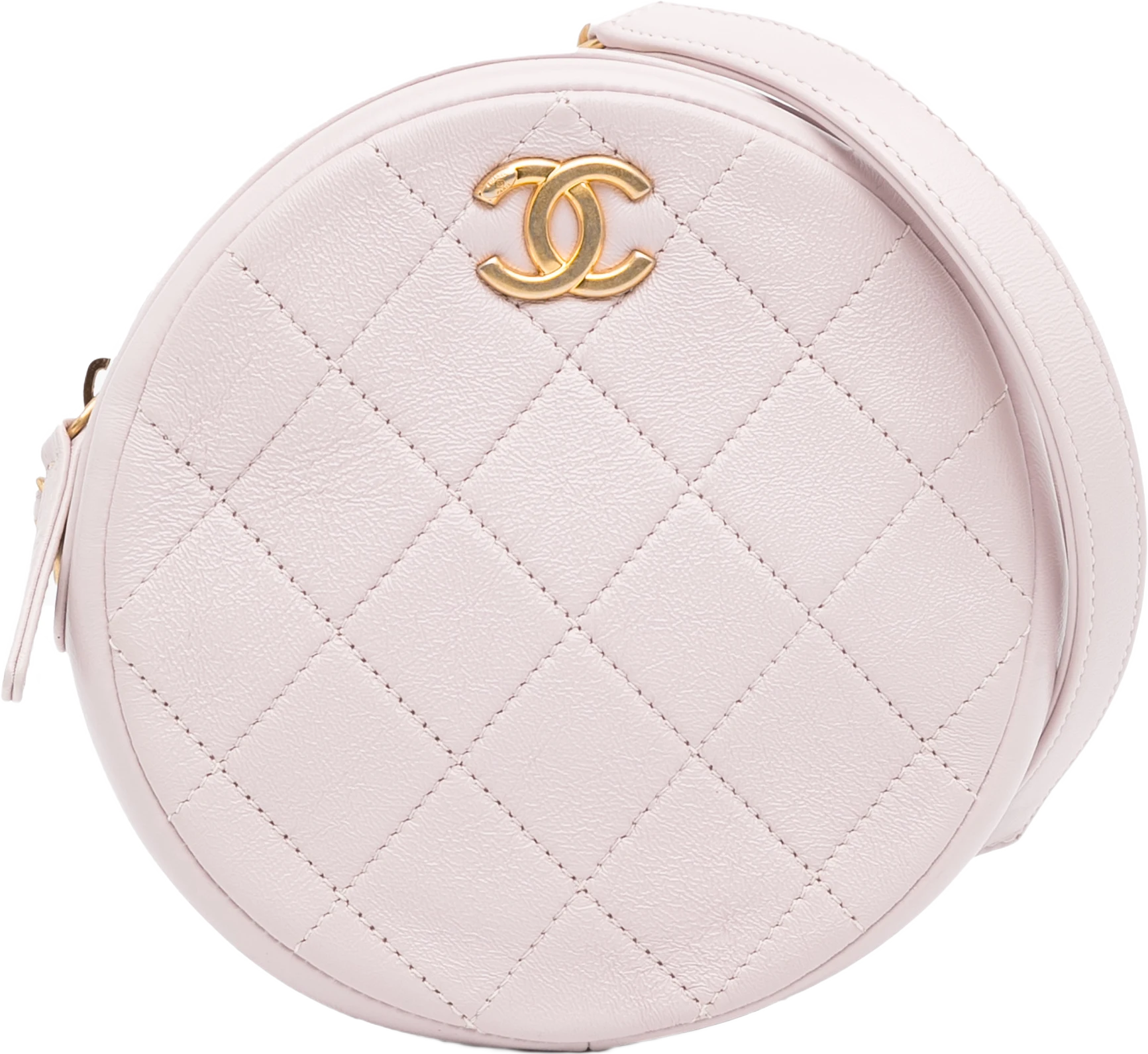 Chanel Quilted Patent Round Clutch With Chain