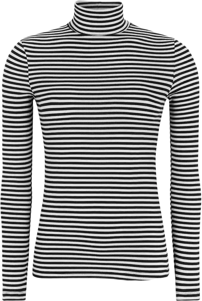 Srfenja Stripe Rollneck Top - Black