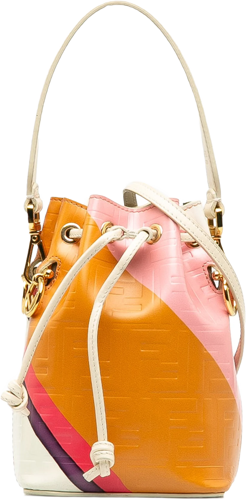 Fendi Ff Embossed Striped Mini Mon Tresor Bucket Bag