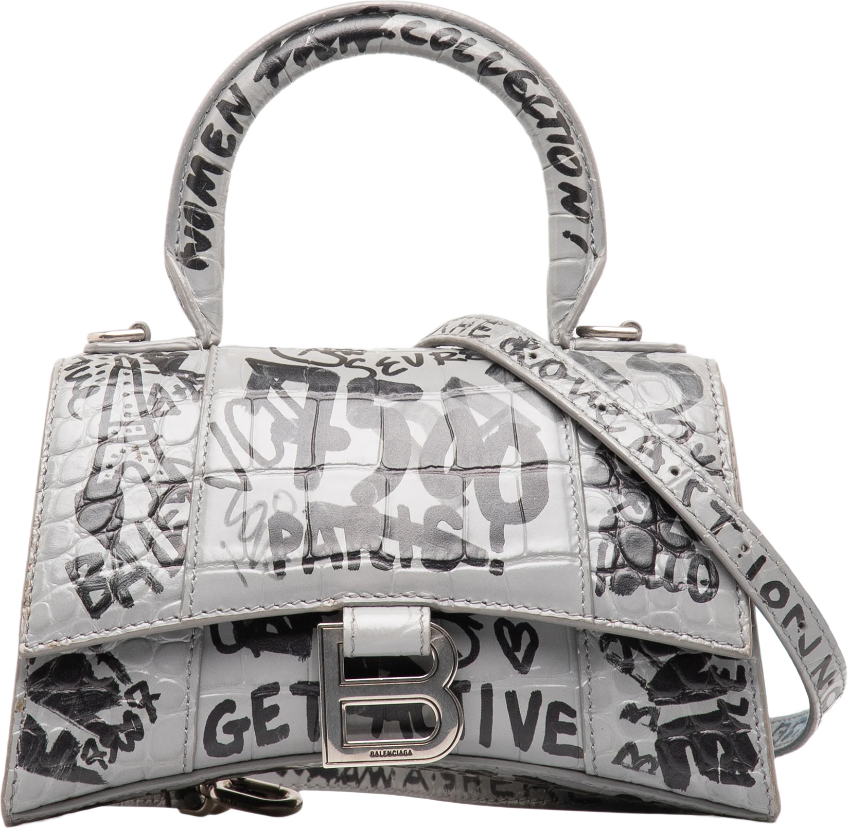 Balenciaga Xs Hourglass Graffiti Top Handle Bag