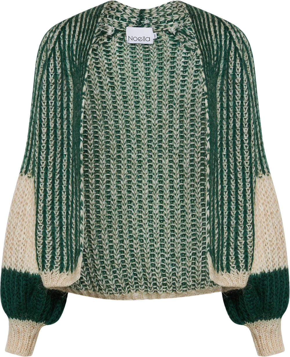 Liana Knit Cardigan - Beige/bottle Green