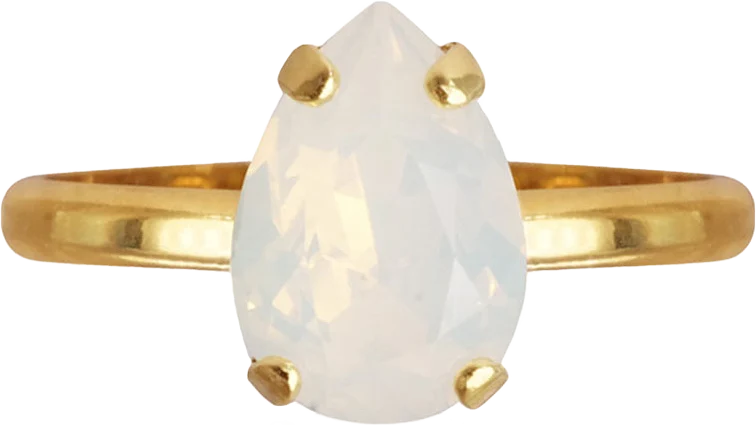 Petite Drop Ring White Opal