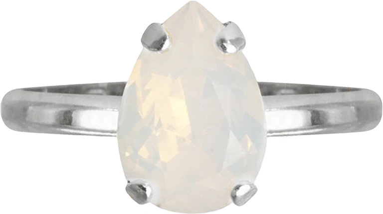 Petite Drop Ring White Opal