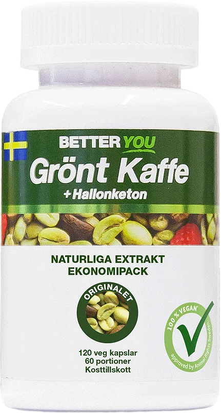 Grönt Kaffe + Hallonketon, 120 kapslar