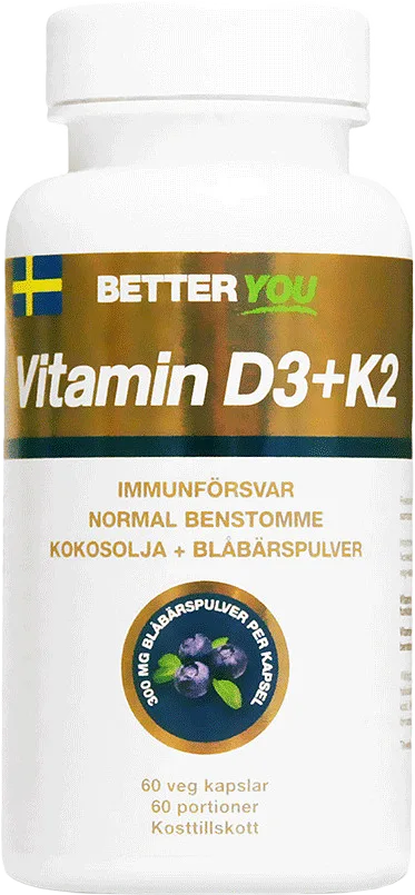 Vitamin D3+K2, 60 kapslar