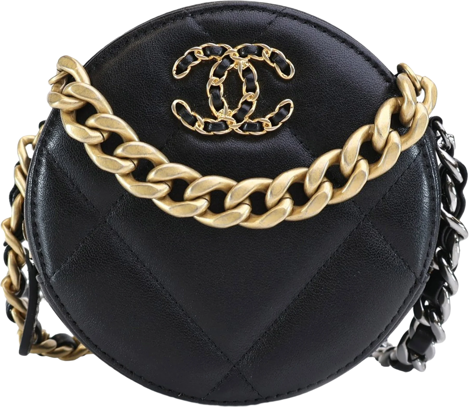 Chanel Lambskin 19 Round Clutch With Chain