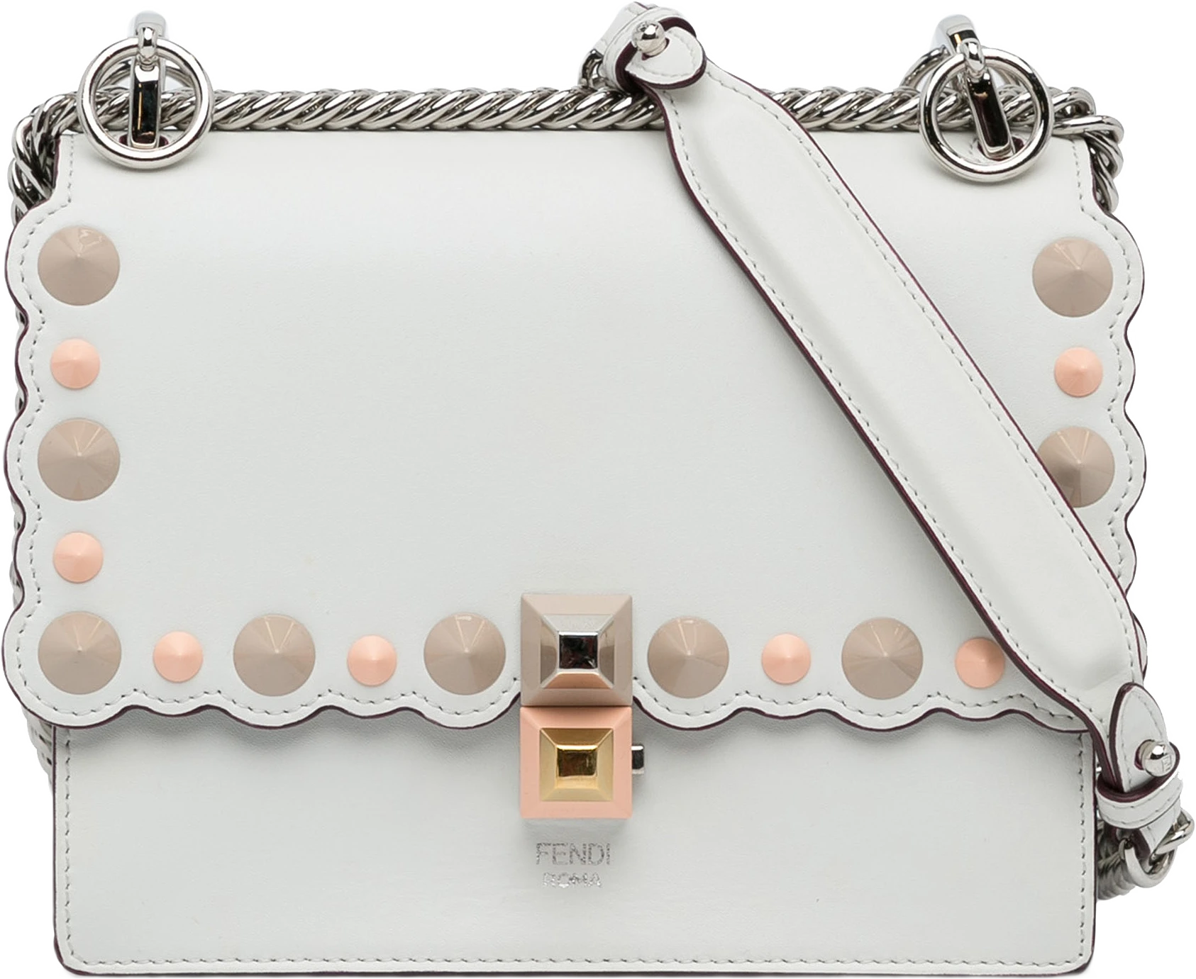 Fendi Studded Scalloped Kan I Crossbody