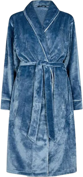 Lång Morgonrock | 100% Polyester | Blå