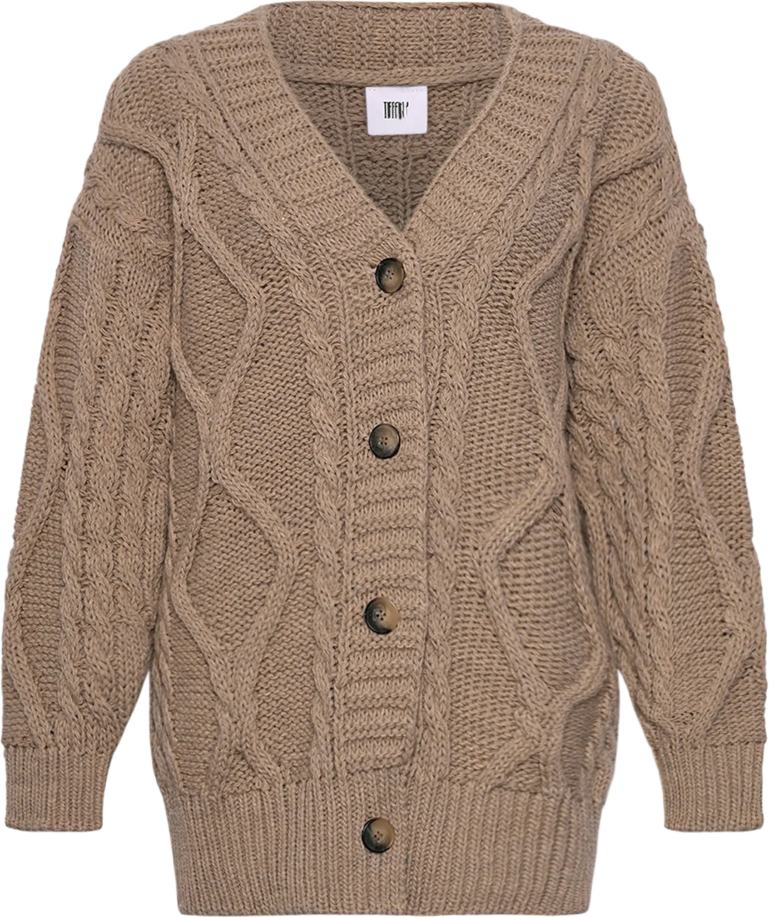 Carla, Long Cardigan Knit - Beige