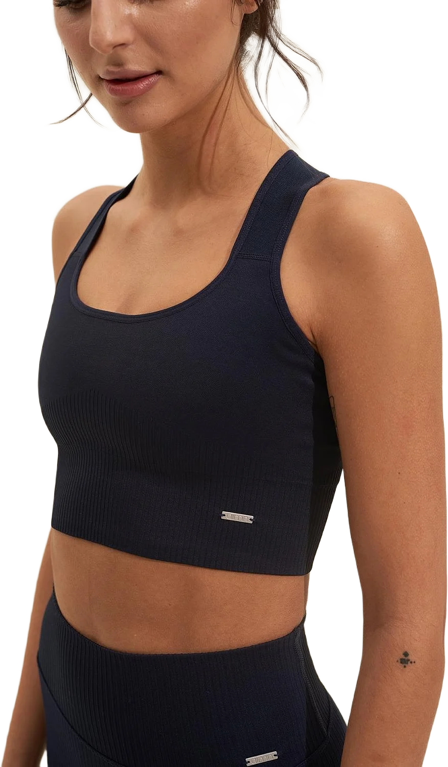 Navy High Support Ribbed Bra