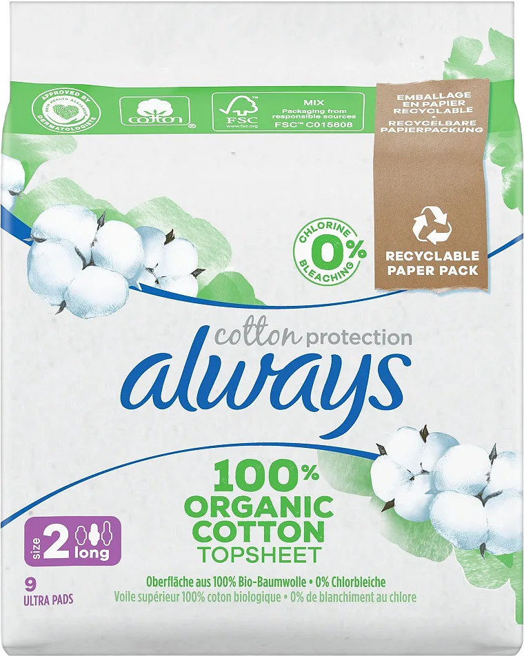 Cotton Protection Ultra Lång Bindor Med Vingar 9 St